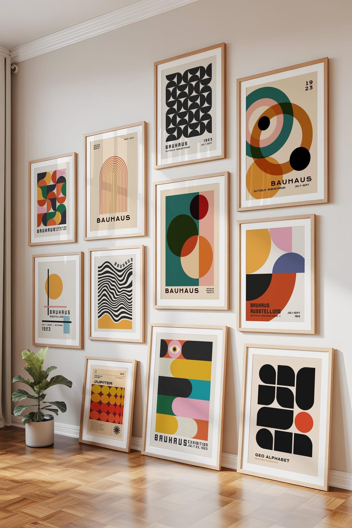 Retro Wall Art Geometric Set of 36 Prints Bauhaus Mid Century Modern Posters Geometric Gallery Wall Set Mid Mod Decor Trendy  Bundle