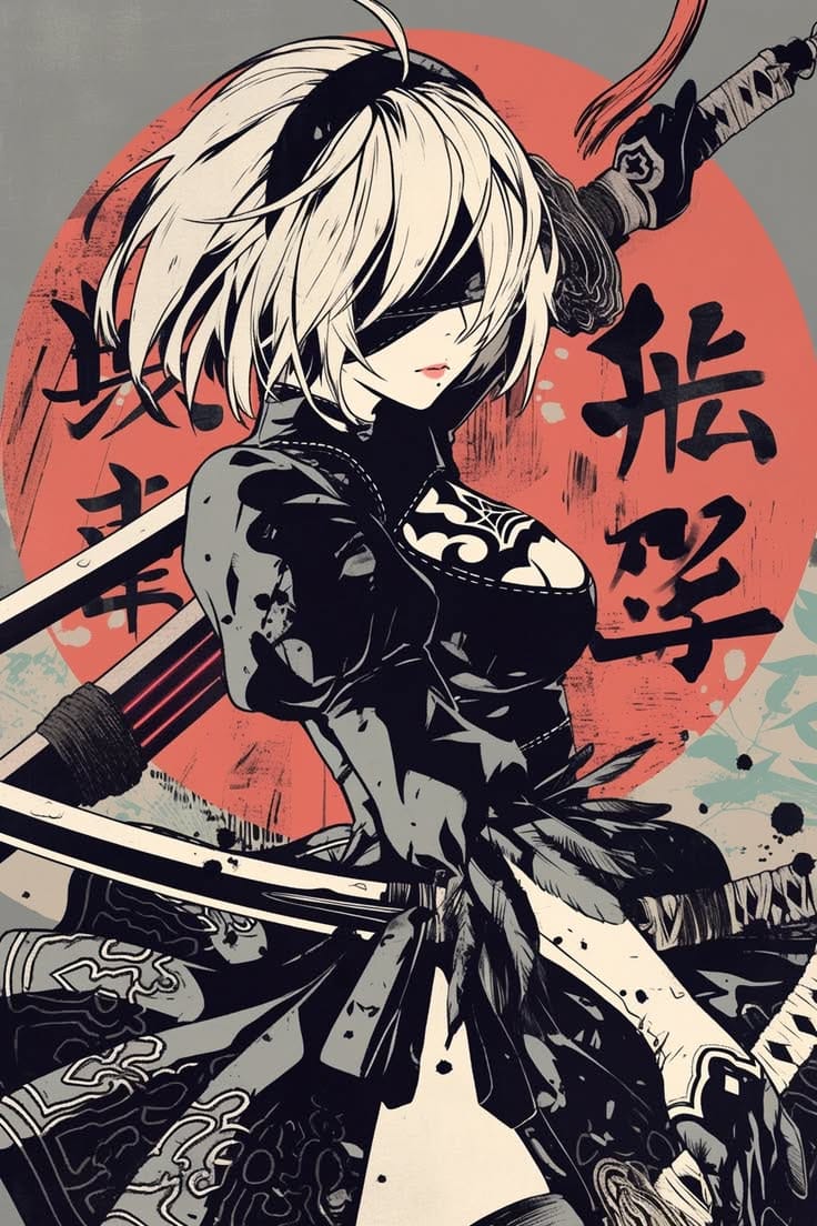 2B Monochrome Aesthetic — Posters & Deskmats