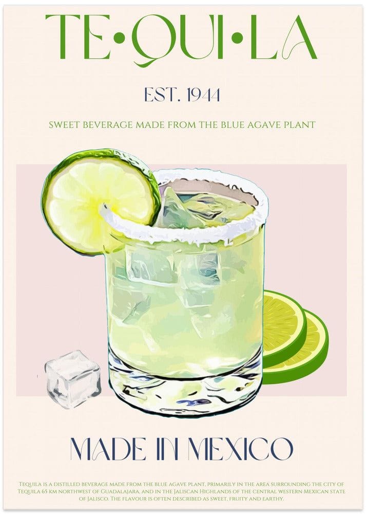 Tequila Drink With Lime And Ice - Art Print by Nazma Khokhar - A5