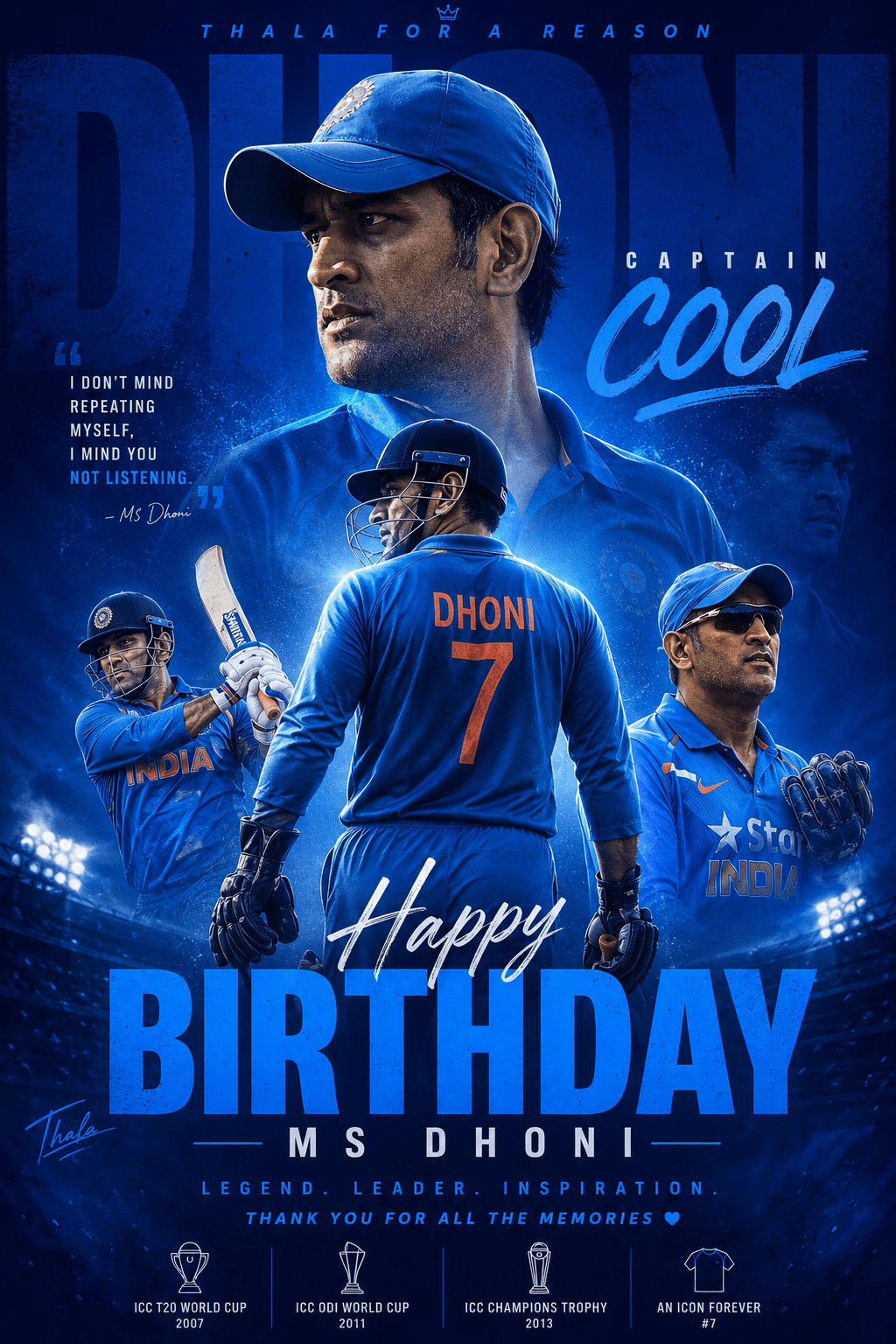 Ms dhoni birthday poster
