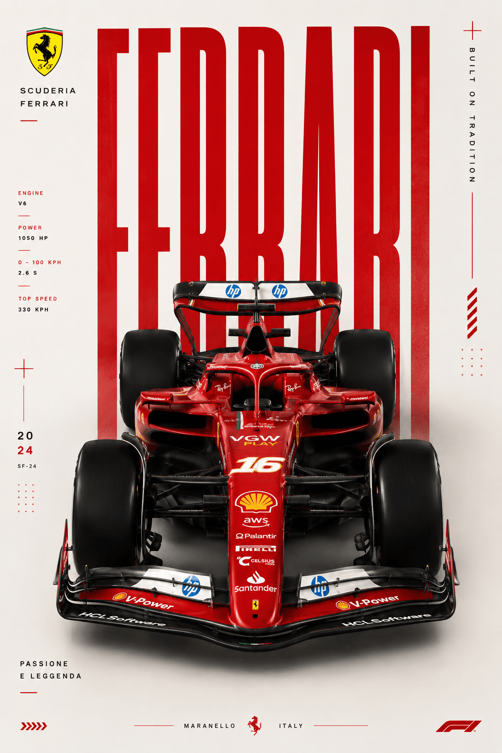 Scuderia Ferrari F1 Poster | Ferrari SF-24 Formula 1 Wall Art | Nova Melt Studios