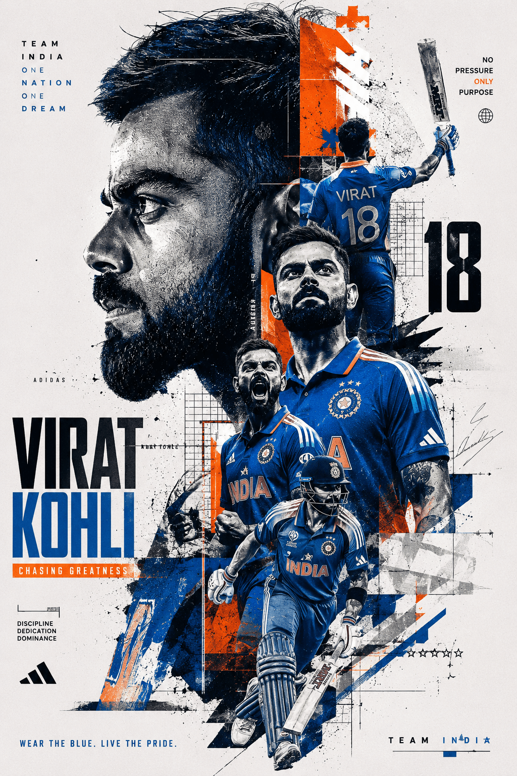 Virat Kohli x Team India 🇮🇳 | Chasing Greatness Sports Poster