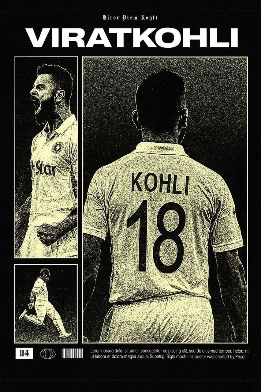 Vintage Virat Kohli Poster: King Kohli's Iconic Celebration & Jersey No. 18