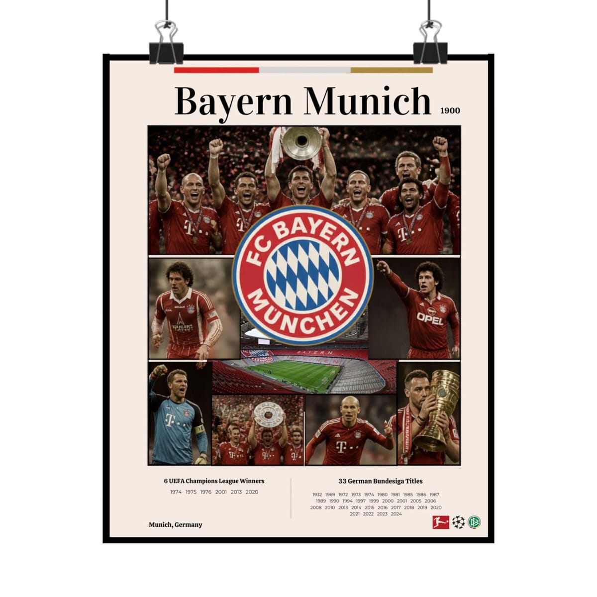 Bayern Munich Montage Matte Vertical Poster | FC Bayern Football Collage