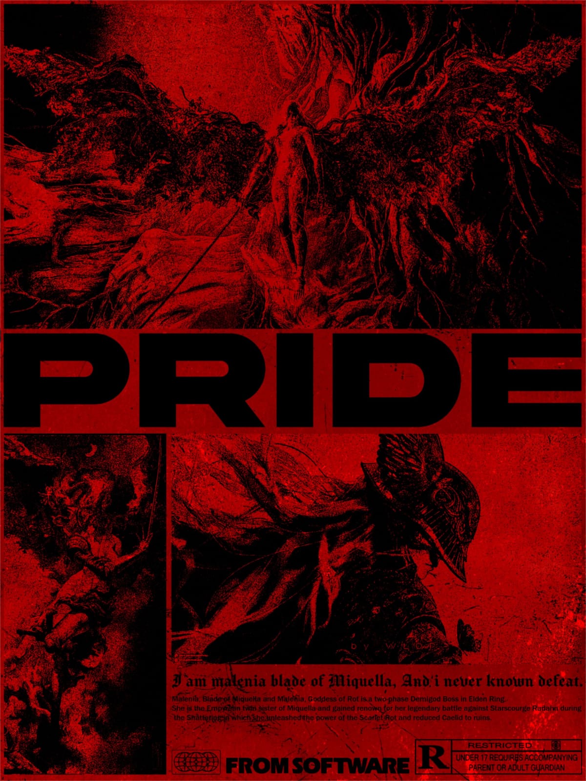 Malenia from Elden Ring Brutalism Poster
