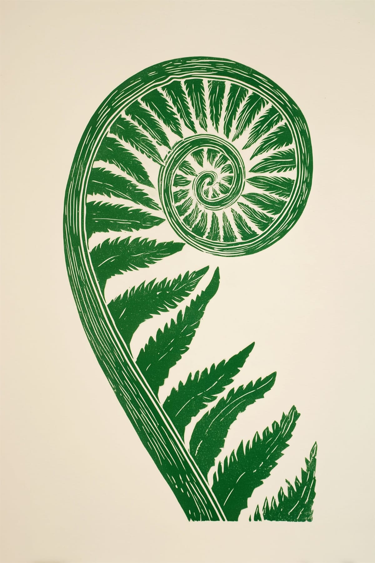 Fern Wall Art Printable | Botanical Woodcut Print | Nature Wall Decor