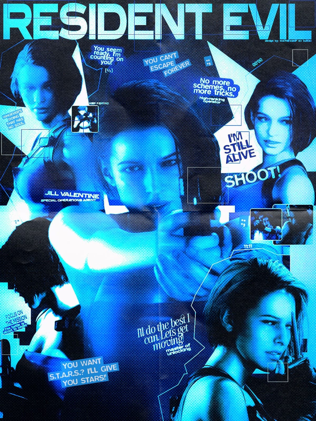 JILL VALENTINE, RESIDENT EVIL POSTER  BY  WAYNEVAMP ON TWITTER.
