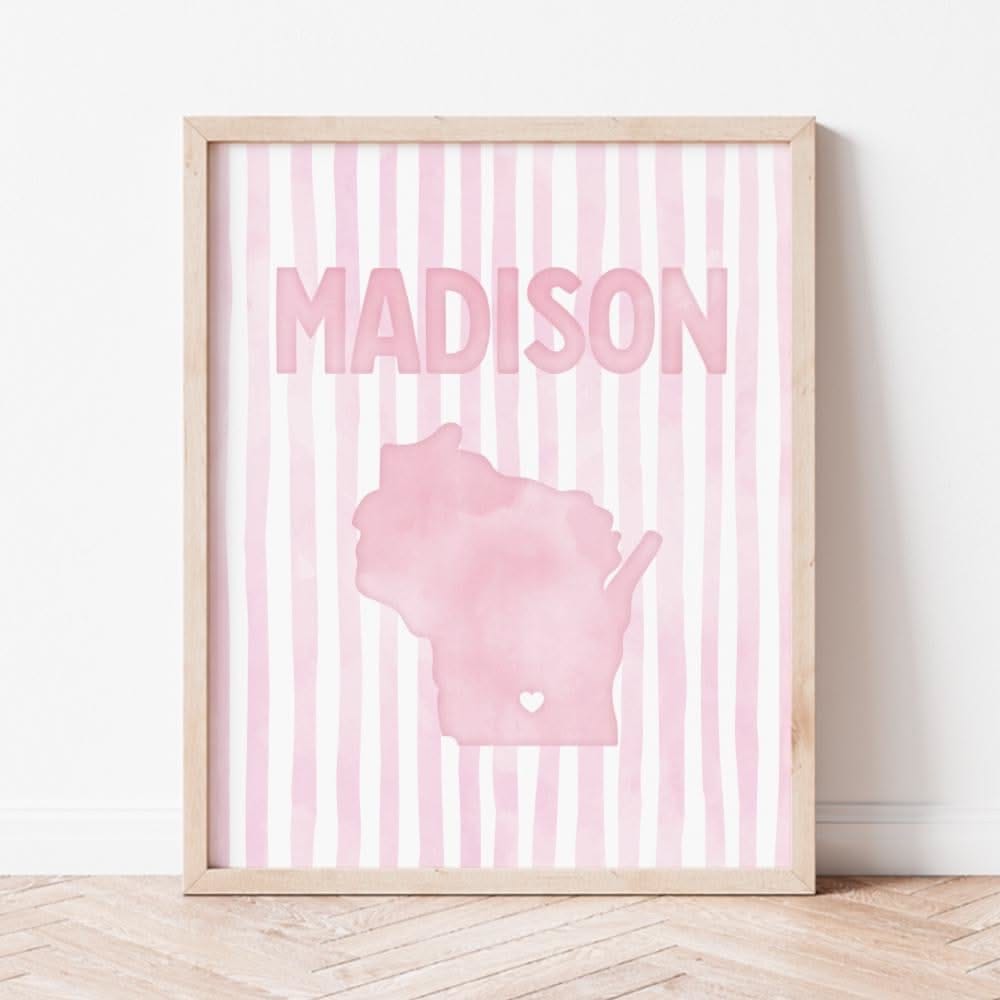 Madison Wisconsin Poster * Madison Wisconsin Pink Pastel Wall Art