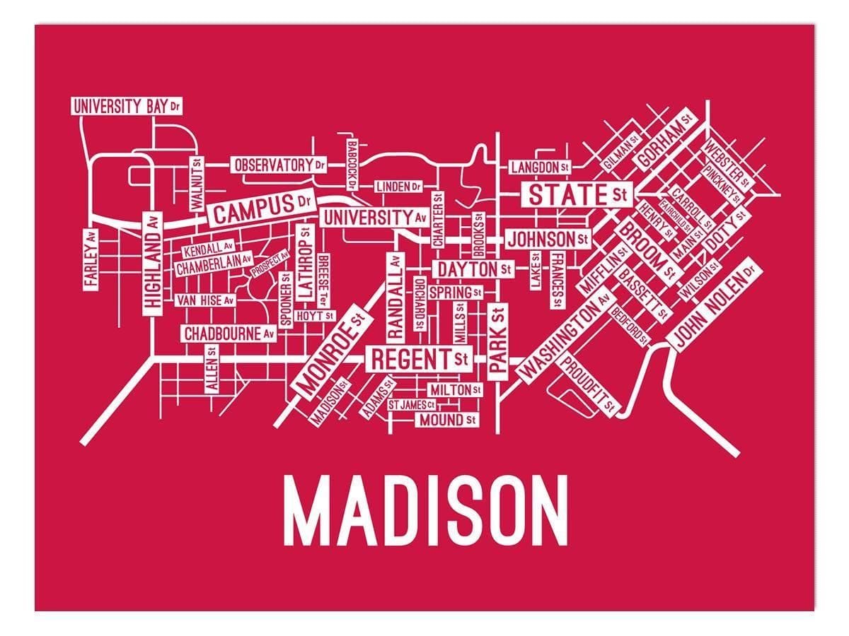 Madison, Wisconsin Street Map - Poster, Acrylic, Framed, and Metal Prints