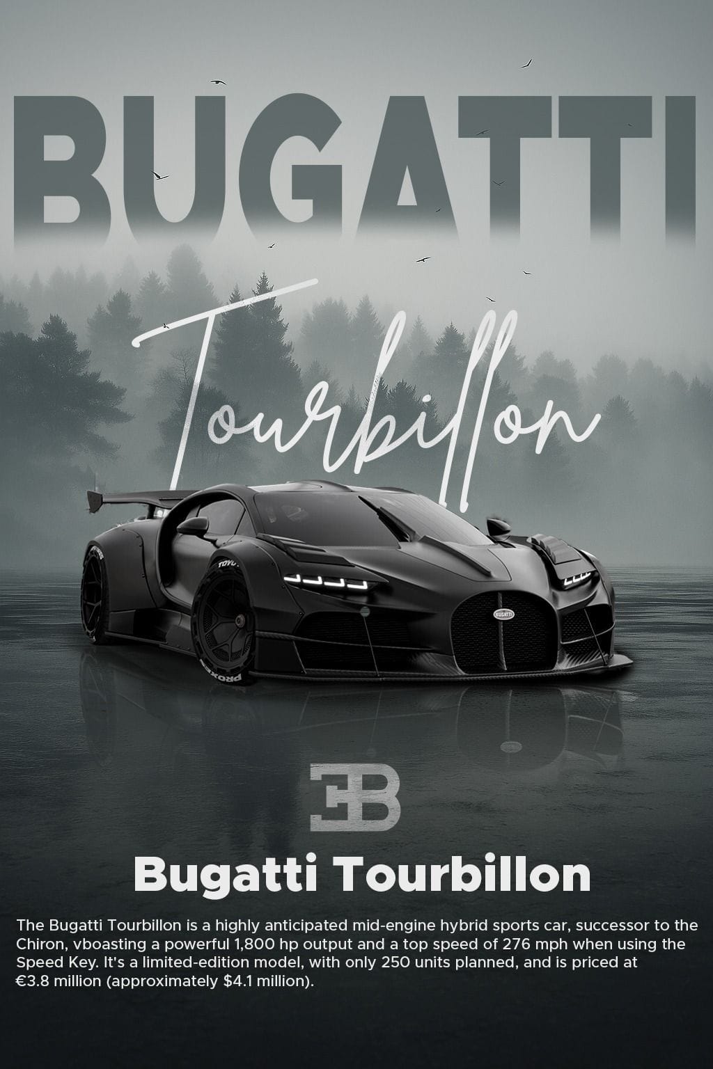 Bugatti Tourbillon Car Poster,Car Mobile Wallpaper,Potrait