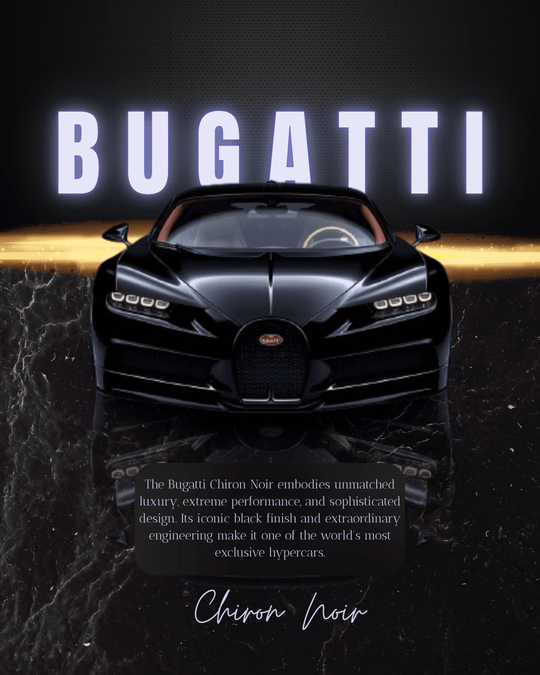 Bugatti Chiron Noir | Luxury Hypercar Poster Design ,