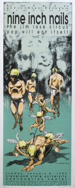 1995 Nine Inch Nails - Cleveland Silkscreen Concert Poster by Derek Hess (95-02)