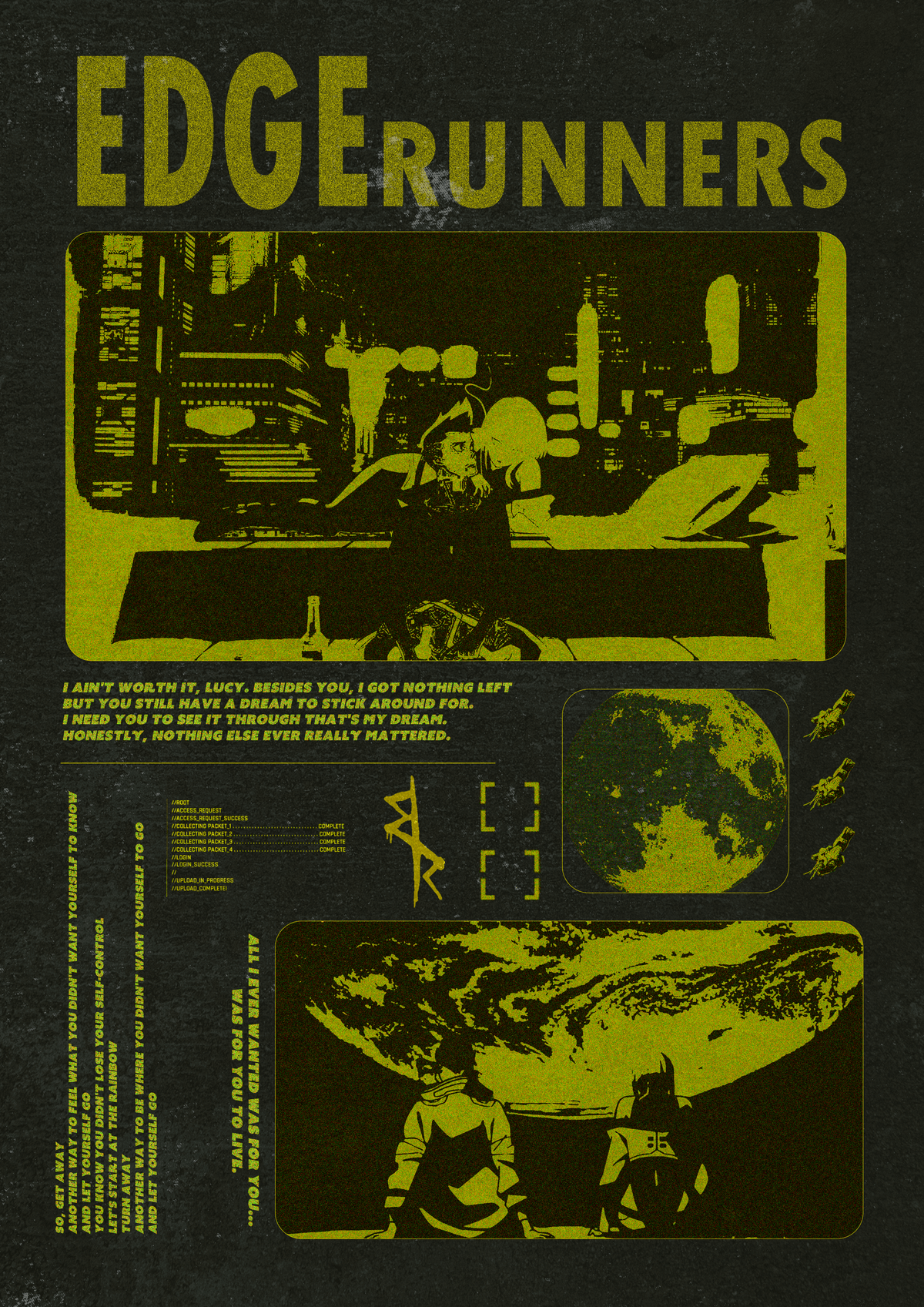 edgerunners brutalist inspired poster
