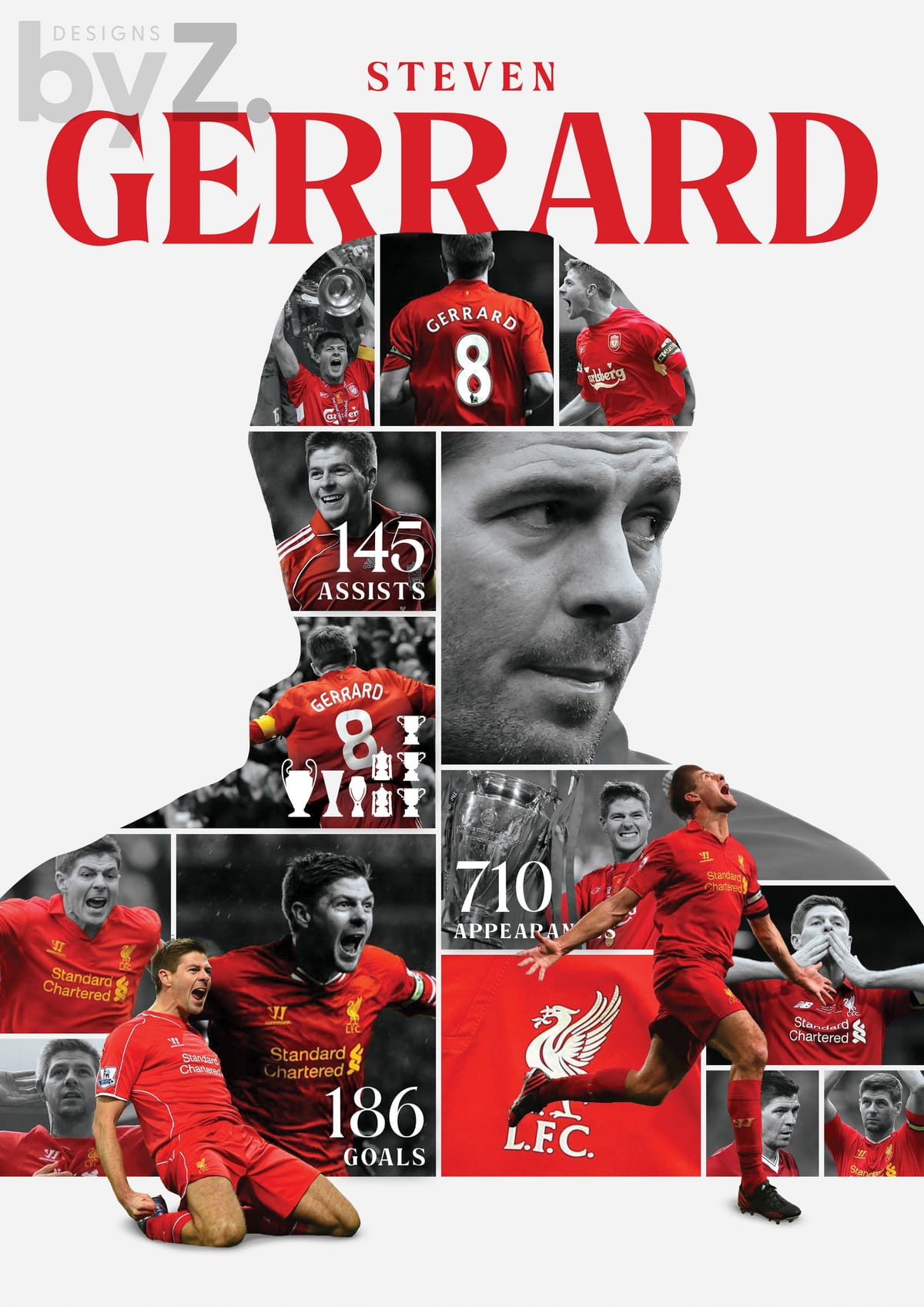 Steven Gerrard Collage Wall Art – Iconic Football Career Print