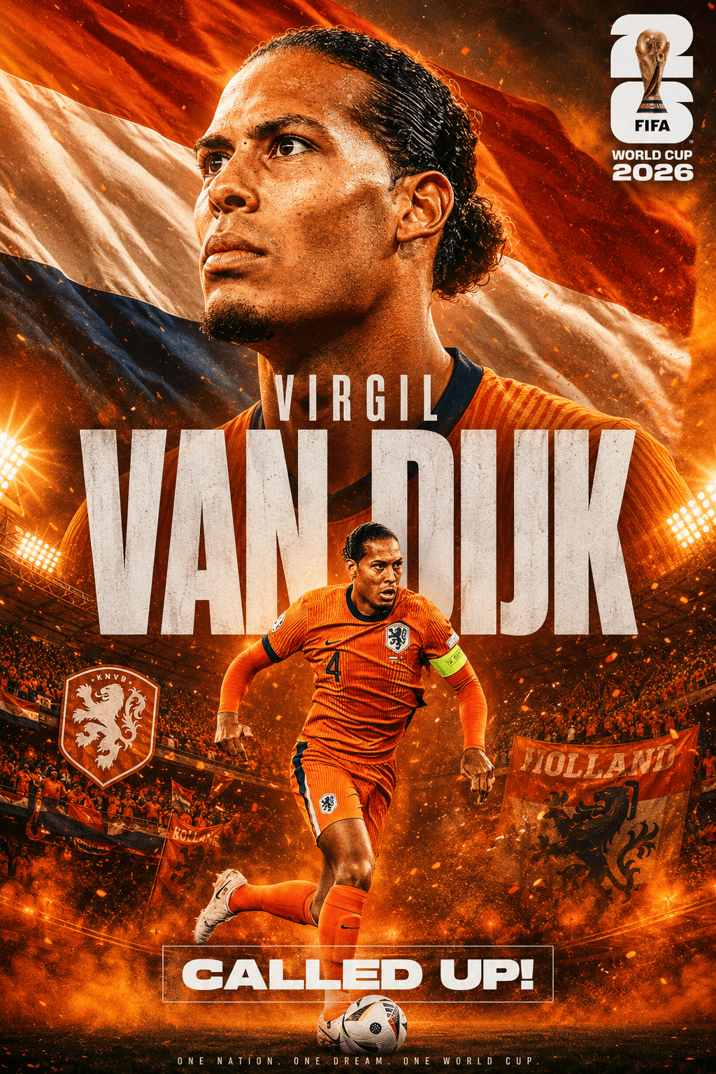 Virgil van Dijk FIFA World Cup 2026 Poster | Netherlands Football Captain