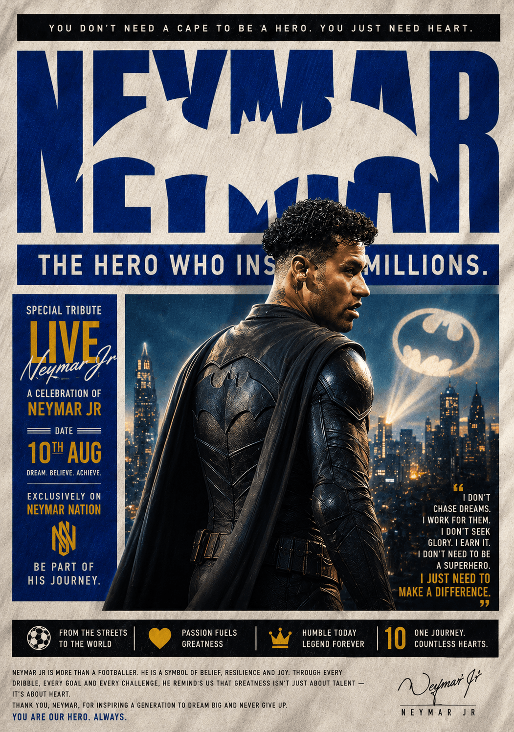 ⚡🦇 Neymar Jr. | Hero Beyond Football ⚽🔥 Batman-Inspired Cinematic Sports Artwork