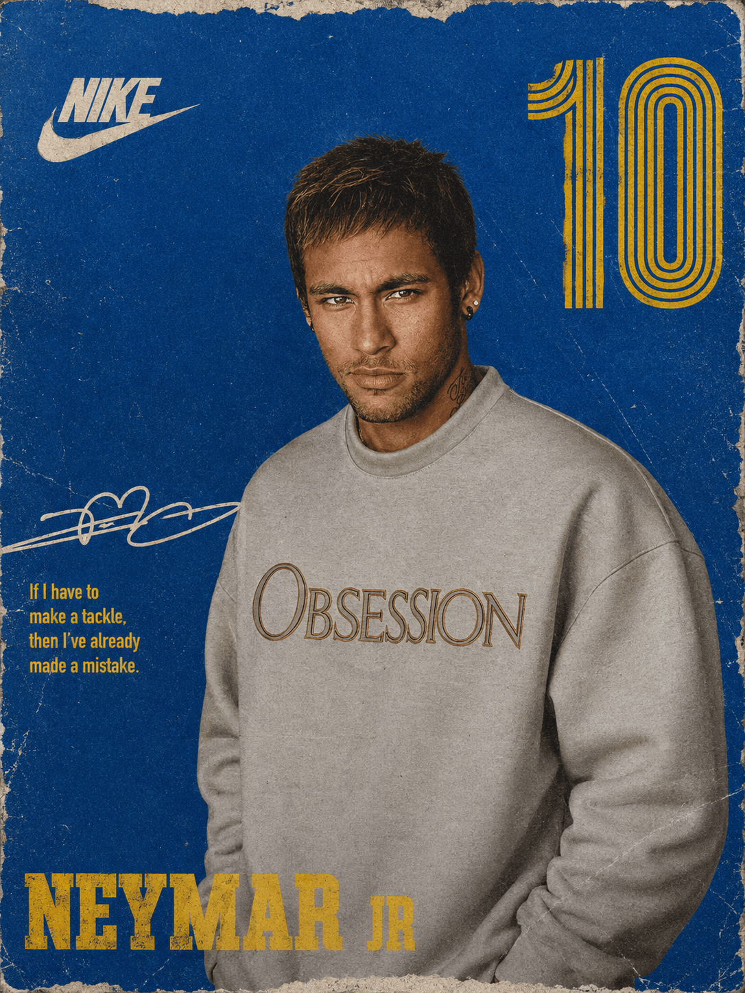 ⚽🔥 Neymar Jr. | Nike No. 10 💙💛 Football Icon & Vintage Sportswear Poster