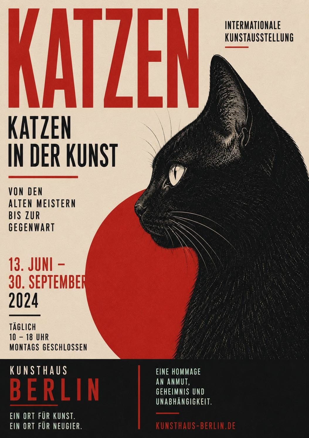 Katzen in der Kunst | Berlin Exhibition Print. Poster. Printed on 180gsm professional paper. (C.A3). Germany. Cat. Kitten.