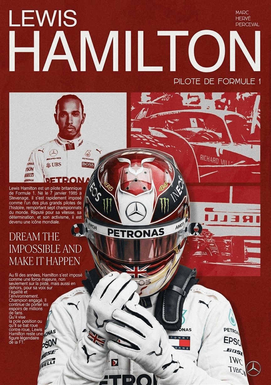 Lewis Hamilton F1 Poster Design | Red Vintage Formula 1 Art