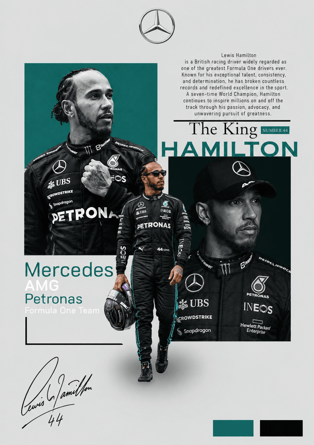 Lewis Hamilton Mercedes F1 Poster Design