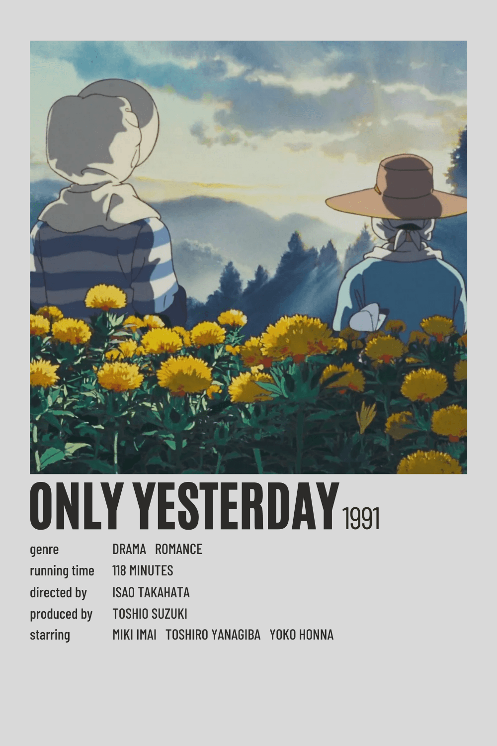 Only Yesterday, 1991 | animated movie poster