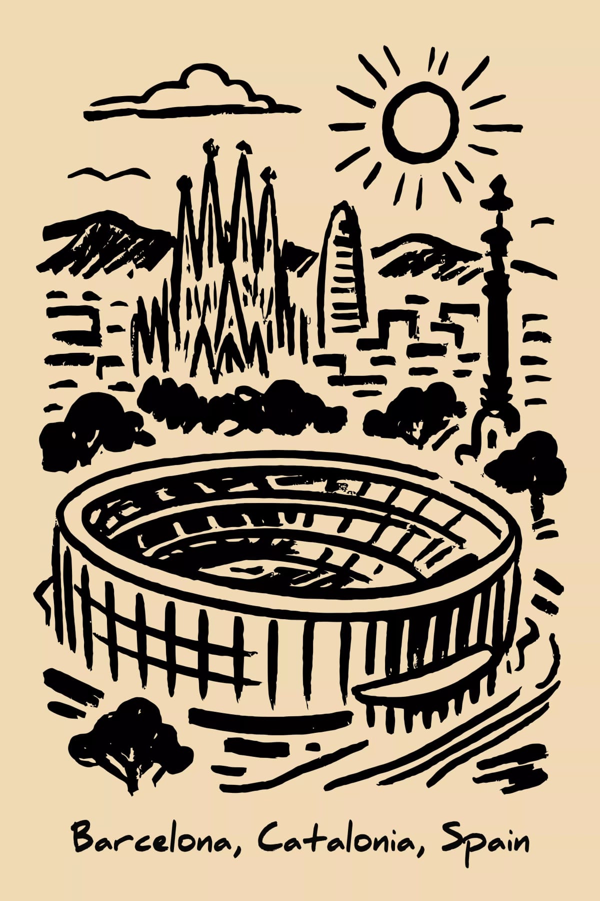 Camp Nou Poster - Barcelona Stadium Wall Art Print