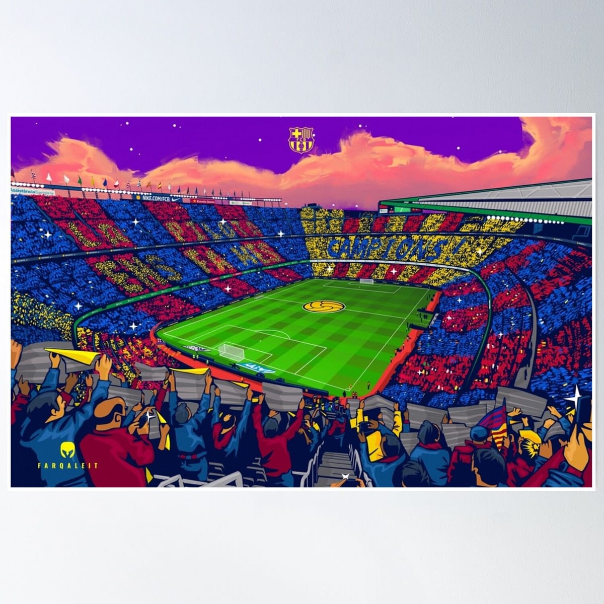 Camp Nou Illustration Poster