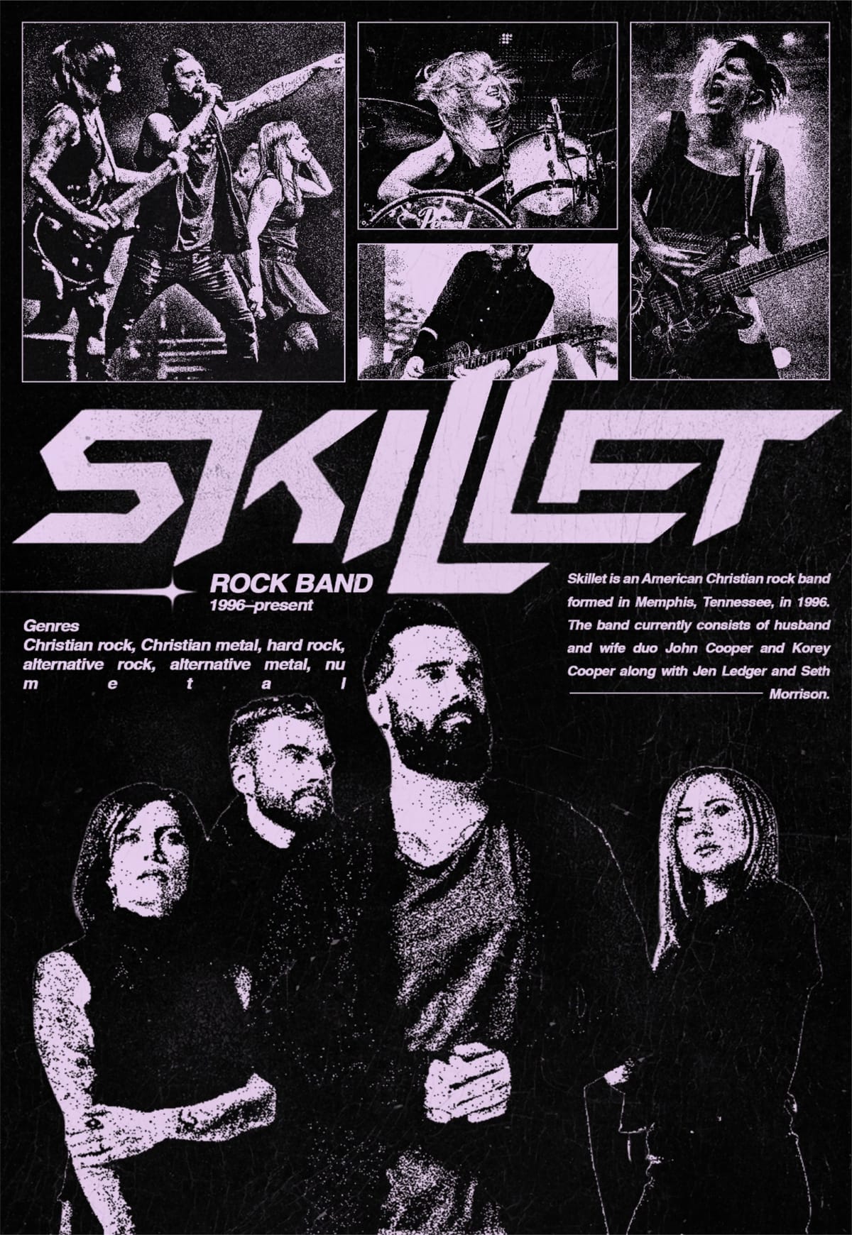 Skillet music band - Brutalism style Poster