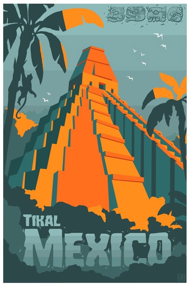 Tikal Mexico Travel Poster